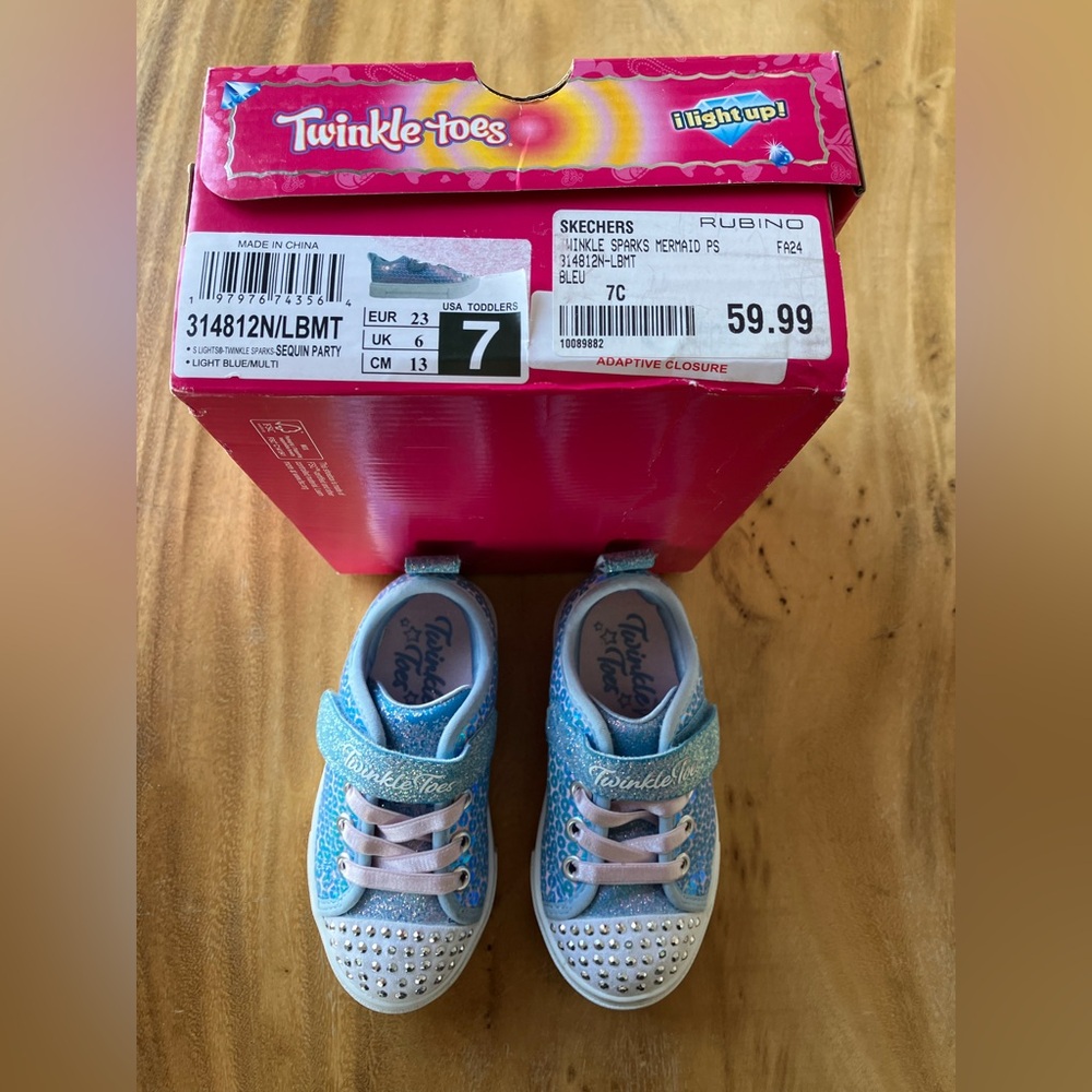 Skechers Twinkle Toes Glittery Blue Sneakers • Toddler 7